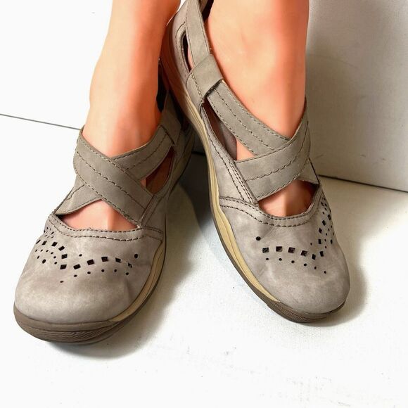 Earth Origins Women 10M Brown Leather Comfort Casual Flat Slip On Mary Jane Shoe - Picture 4 of 11